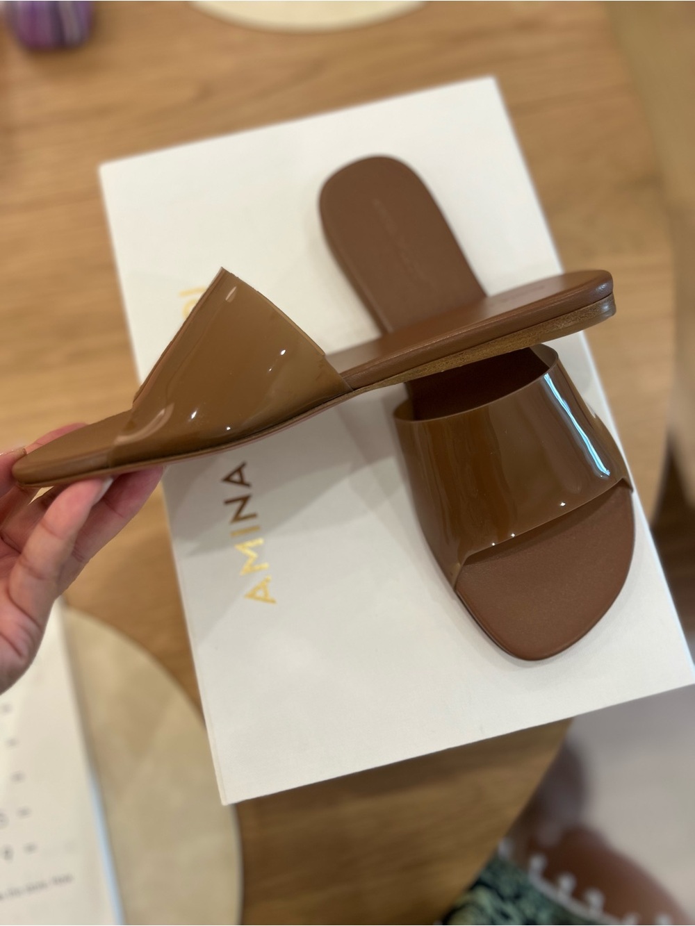 BNIB Amina Muaddi Brown Bianca Sandals, Sz 36